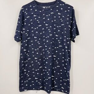 Knicker Bocker Shirt Heather Blue Cloud Print Short Sleeve Crew Neck Medium